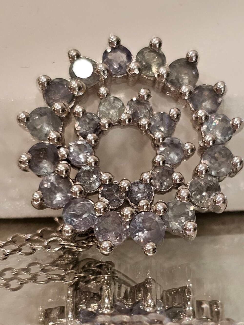 Natural Alexandrite Sterling Silver  925 Neclace, 18"